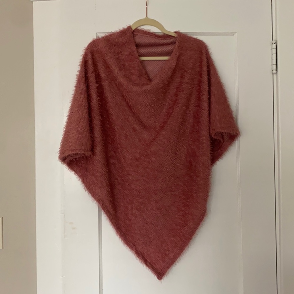 Fuzzy Comfy Pink Poncho